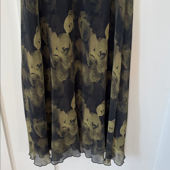 Ganni Pleated Georgette Strap Dress In Olive Drab Size 36 - Picture 5 of 9